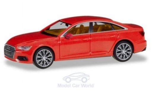 Diecast model cars Audi A6 berline Limousine red with zweifarbigen Felgen 1/87 Herpa