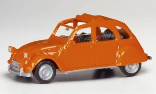 Diecast model cars Citroen 2 CV Berline orange 1/87 Herpa