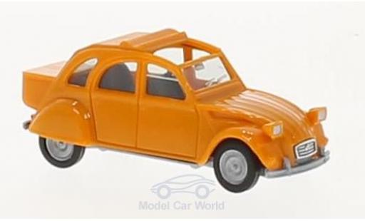 Diecast model cars Citroen 2 CV Berline orange with Queue 1/87 Herpa