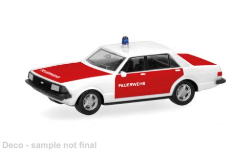 Diecast model cars Ford Granada Berlina white/red Fire brigade 1/87 Herpa