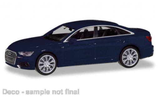 Diecast model cars Audi A6 berline metallise blue 1/87 Herpa