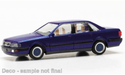 Diecast model cars Audi V8 berline metallise blue 1/87 Herpa