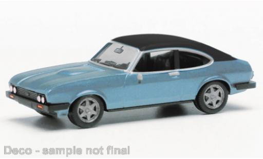 Diecast model cars Ford Capri MK3 MK III metallise blue /black 1/87 Herpa