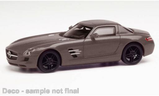 Diecast model cars Mercedes SLS Coupe AMG metallise grey 1/87 Herpa