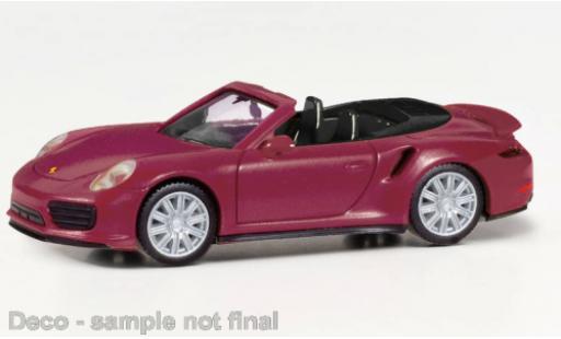 Diecast model cars Porsche 911 Turbo cabriolet metallise red 1/87 Herpa