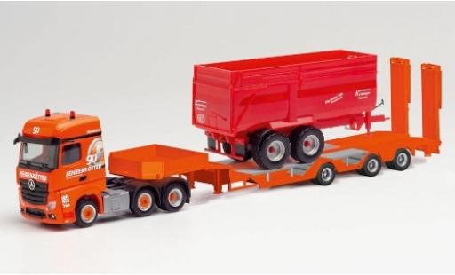 Diecast model cars Mercedes Actros Bigspace 2.5 6x2 Fehrenk&Atilde;&para;tter 2018 Semitieflader avec Radmulden et Krampe BigBody 650 Premium 1/87 Herpa