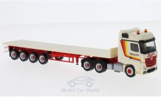 Diecast model cars Mercedes Actros Bigspace Barth & Sohn Flachbett-Sattelzug 1/87 Herpa