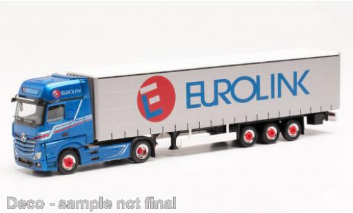 Diecast model cars Mercedes Actros Gigaspace Eurolink (S) 2018 Gardinenplanen-Sattelzug 1/87 Herpa