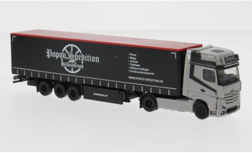Diecast model cars Mercedes Actros Gigaspace L Popov Spedition 1/87 Herpa