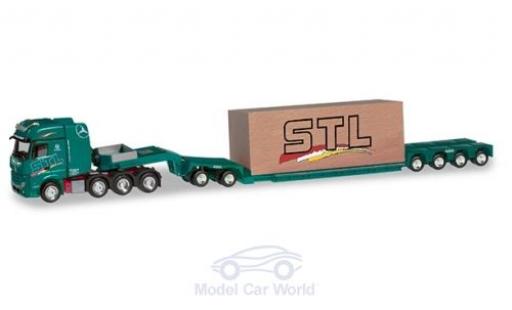 Diecast model cars Mercedes Actros SLT Logistik Tieflade-Sattelzug with Ladung 1/87 Herpa