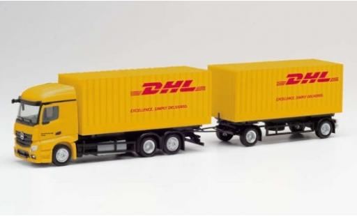 Diecast model cars Mercedes Actros Streamspace 2.3 DHL 2018 Cargoboxenh&Atilde;&curren;ngerzug 1/87 Herpa