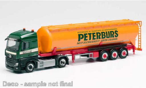 Diecast model cars Mercedes Actros Streamspace 2.5 Peterburs Silo-Sattelzug 1/87 Herpa