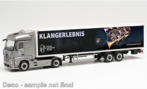 Diecast model cars Mercedes Actros Streamspace 2.5 Policeorchester Bayern trunk-Sattelzug 1/87 Herpa