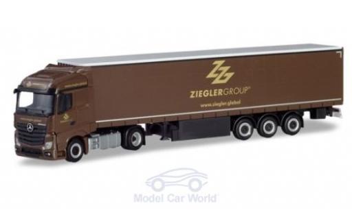 Diecast model cars Mercedes Actros Streamspace Ziegler Group Gardinenplanen-Sattelzug 1/87 Herpa
