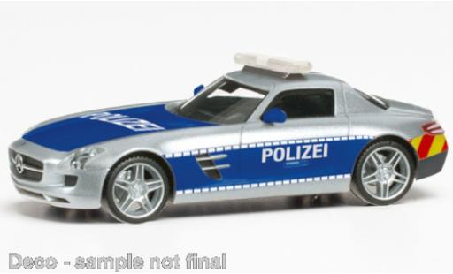 Diecast model cars Mercedes SLS Coupe AMG Police Showcar 1/87 Herpa