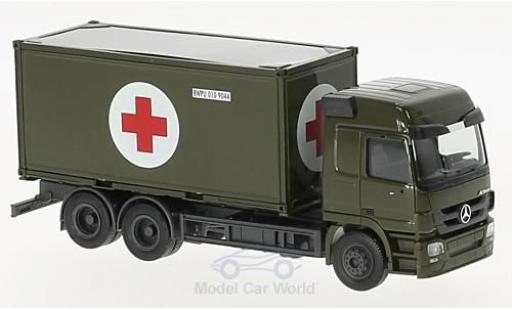 Diecast model cars Mercedes Actros Base L Bundeswehr 2008 Wechseltrunk-LKW with Sanit&Atilde;&curren;tscontainer 1/87 Herpa