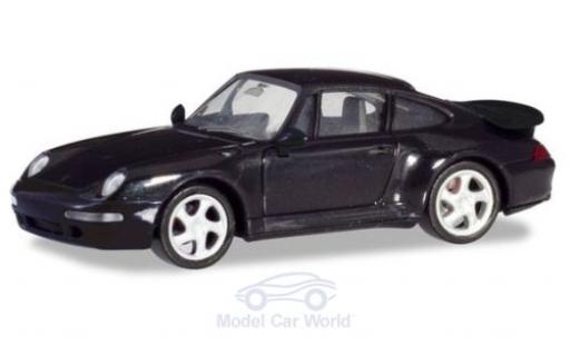 Diecast model cars Porsche 911 Turbo black 1/87 Herpa