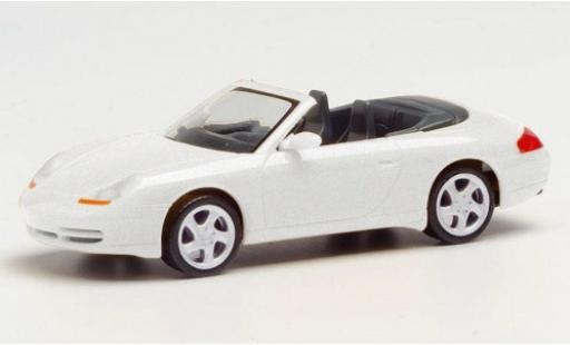 Diecast model cars Porsche 911 Cabriolet Carrera 4 Convertible metallic white 1/87 Herpa