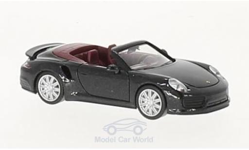 Diecast model cars Porsche 911 Turbo Convertible metallic black 1/87 Herpa