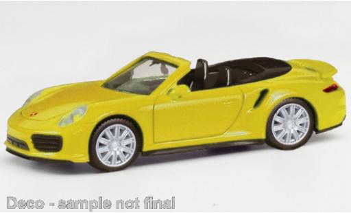 Diecast model cars Porsche 911 Turbo Convertible yellow 1/87 Herpa
