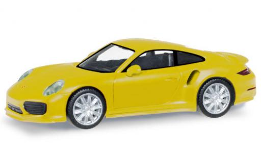 Diecast model cars Porsche 911 Turbo yellow 1/87 Herpa