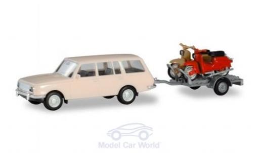 Diecast model cars Wartburg 353 Tourist with Anh&Atilde;&curren;nger and 2x Simson 1/87 Herpa
