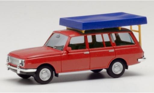 Diecast model cars Wartburg 353 Tourist red 1966 avec Tente sur toit dans le &Atilde;&copy;tat de conduite 1/87 Herpa
