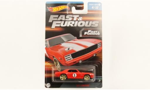 Diecast model cars Chevrolet Camaro Coupe red/white rapide & Furious 1969 1/64 Hot Wheels