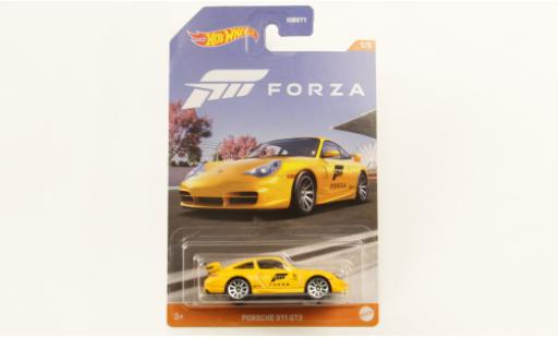 Diecast model cars Porsche 911 GT3 metallise yellow Forza 1/64 Hot Wheels