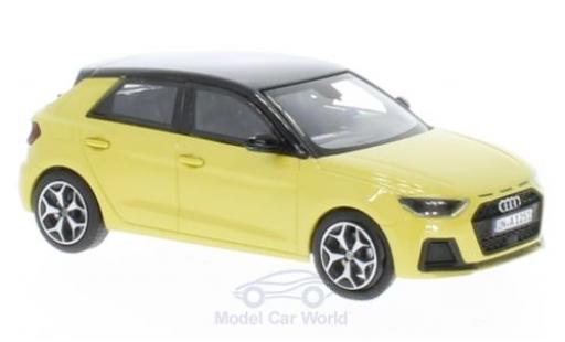 Diecast model cars Audi A1 sportback metallic yellow/black 2018 1/43 iScale