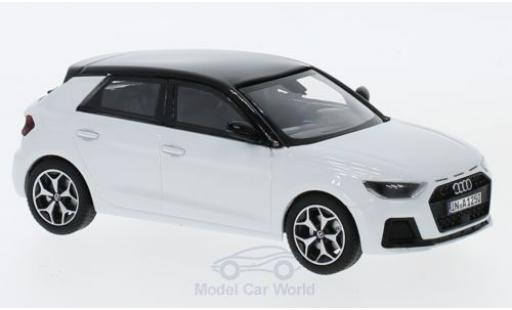Diecast model cars Audi A1 sportback metallic white/black 2018 1/43 iScale