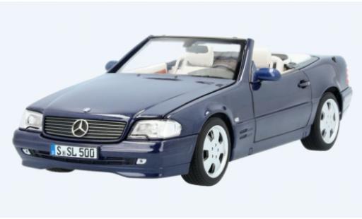 Diecast model cars Mercedes 500 Base SL (R129) metallic blue 1998 avec Softtop et Hardtop 1/18 Norev