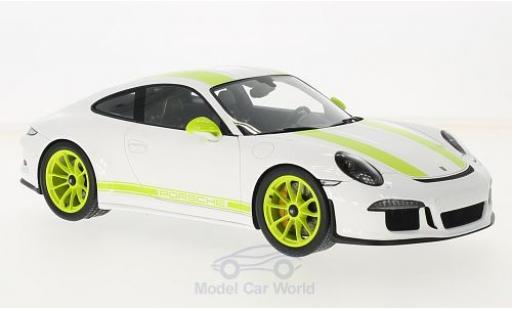 Diecast model cars Porsche 911 R white/green 2017 1/18 Spark