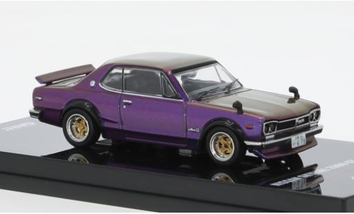 Diecast model cars Nissan Skyline 2000 GT-R (KPGC110) metallise purple RHD 1/64 INNO64