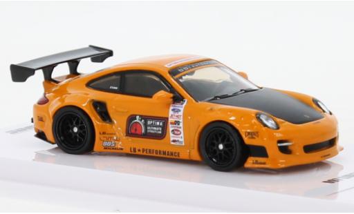 Diecast model cars Porsche 911 Base (997) Liberty Walk orange/black 2014 1/64 INNO64