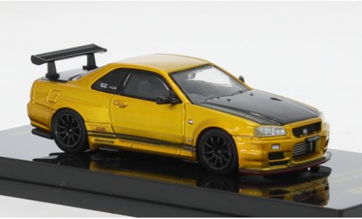 Diecast model cars Nissan Skyline R34 GT-R gold/carbon 2024 1/64 INNO64