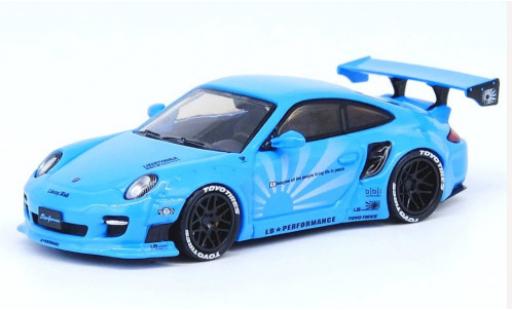 Diecast model cars Porsche 911 Base Liberty Walk blue 1/64 INNO64