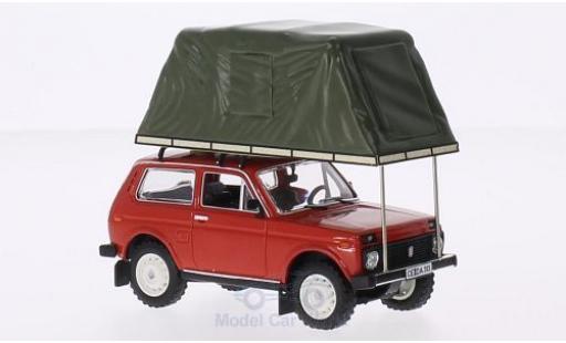 Diecast model cars Lada Niva Base metallic red 1981 with Zeltaufbau auf roof 1/18 IST Models