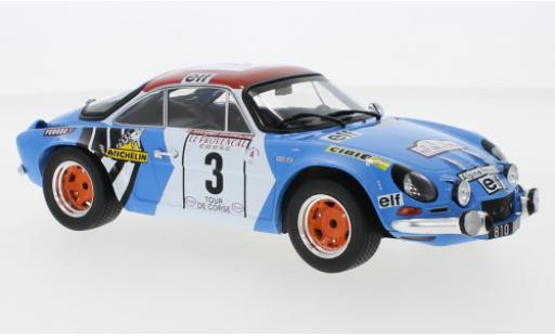 Diecast model cars Alpine A110 rallye Renault No.3 Tour de Corse 1973 B.Darniche/A.Mahe 1/18 IXO