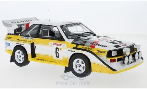 Diecast model cars Audi Sport Quattro s1 e2 No.6 HB Team HB Rally WM Rally Monte Carlo 1986 with Decals H.Mikkola/A.Hertz 1/18 IXO