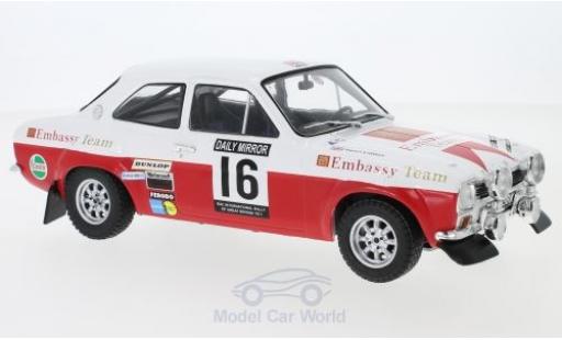 Diecast model cars Ford Escort RS 1600 MK1 No.16 Embassy RAC Rally 1971 T.Makinen/H.Liddon 1/18 IXO