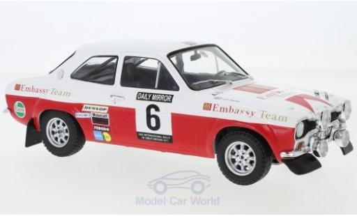 Diecast model cars Ford Escort RS 1600 MK1 No.6 Embassy RAC Rally 1971 R.Clark/J.Porter 1/18 IXO