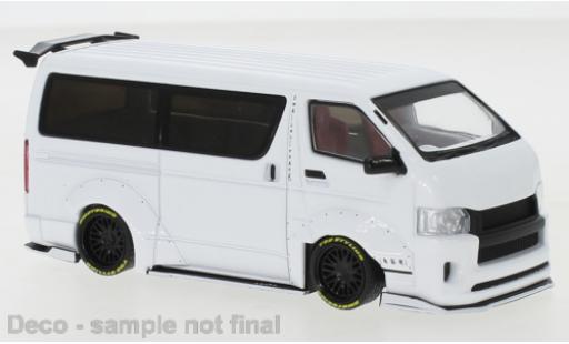 Diecast model cars Toyota Hiace Widebody metallise white 2018 1/43 IXO