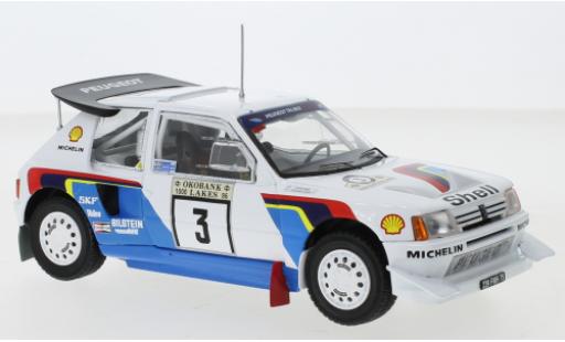 Diecast model cars Peugeot 205 Turbo 16 T16 E2 No.3 Rally WM 1000 Lakes Rally 1986 J.Kankkunen/J.Piironen 1/24 IXO