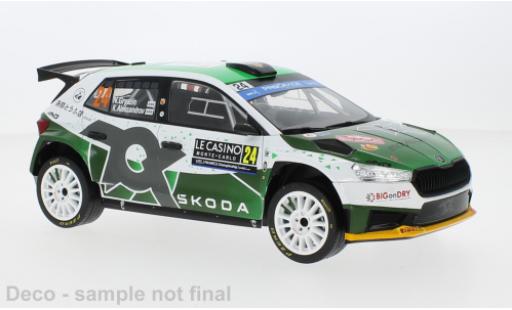 Diecast model cars Skoda Fabia Rally2 No.24 Rally WM Rally Monte Carlo 2023 1/18 IXO