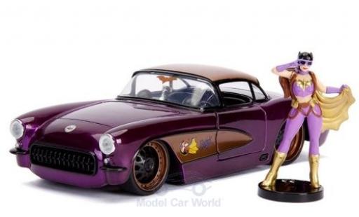 Diecast model cars Chevrolet Corvette Coupe C2 Batgirl 1957 with Figur DC Comics Bombss 1/24 Jada Toys