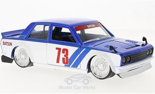 Diecast model cars Datsun 510 tuning metallic blue/white 1973 Widebody 1/24 Jada Toys