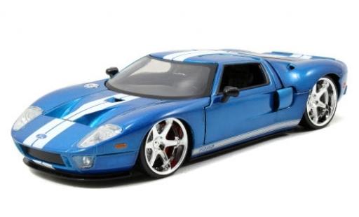 Diecast model cars Ford GT Berlinetta metallic blue/white Fast & Furious 2005 1/24 Jada Toys