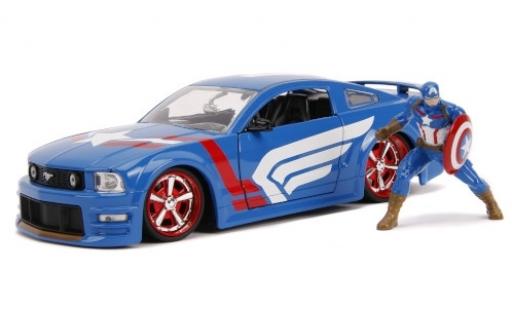 Diecast model cars Ford Mustang GT blue/Dekor Marvel Avengers - Captain America 2006 avec figurine 1/24 Jada Toys