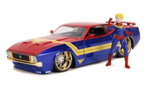 Diecast model cars Ford Mustang Mach 1 blue/red Marvel Avengers - Captain Marvel 1973 with Figur 1/24 Jada Toys